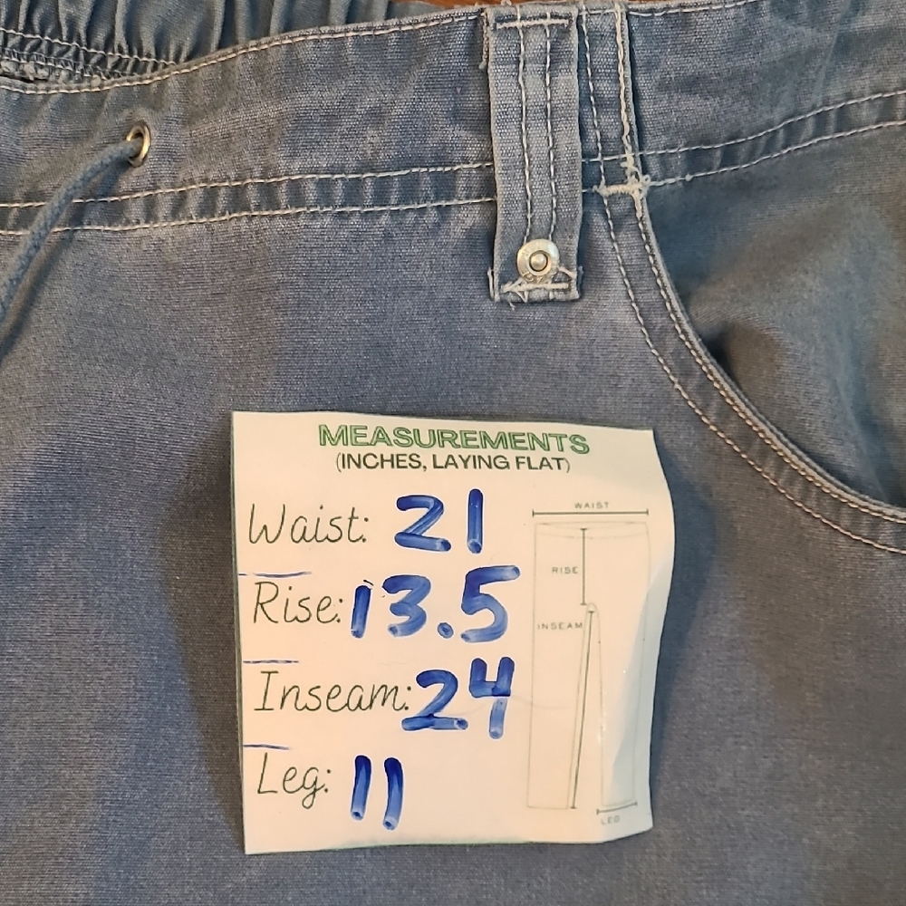Shaver Lake Women's Light Blue Cropped Jeans Elastic Waist 100% Cotton 24W - Picture 10 of 10